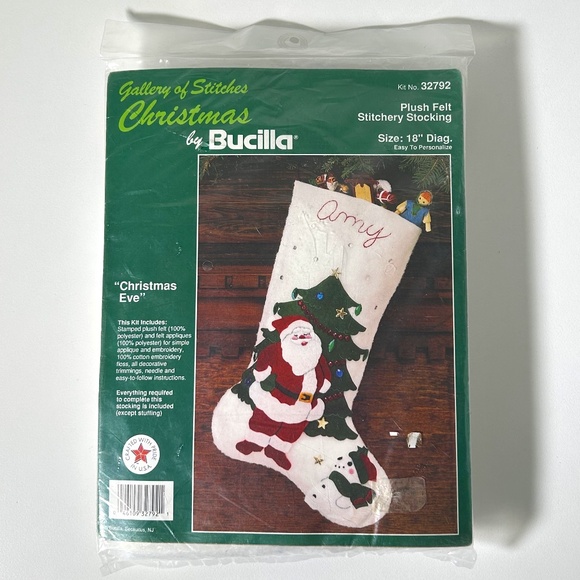 Vintage Bucilla Plush Felt Stitchery Stocking Christmas Eve #32792 Sealed - Picture 1 of 5